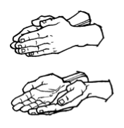 American Sign Language Caption Sign for book" uses "flat" hands